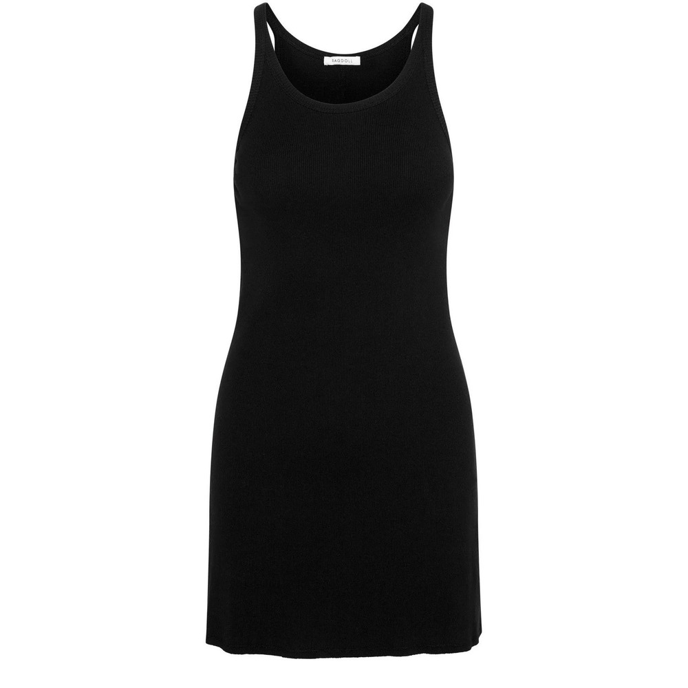 Ragdoll LA Ribbed Tank Dress Black Scoop Neck Racerback Mini Dress Womens Medium